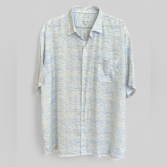 Peter Millar Saltwater Linen Sport Shirt Summer Sky Button Front Men's Size 2XL - Picture 2 of 8